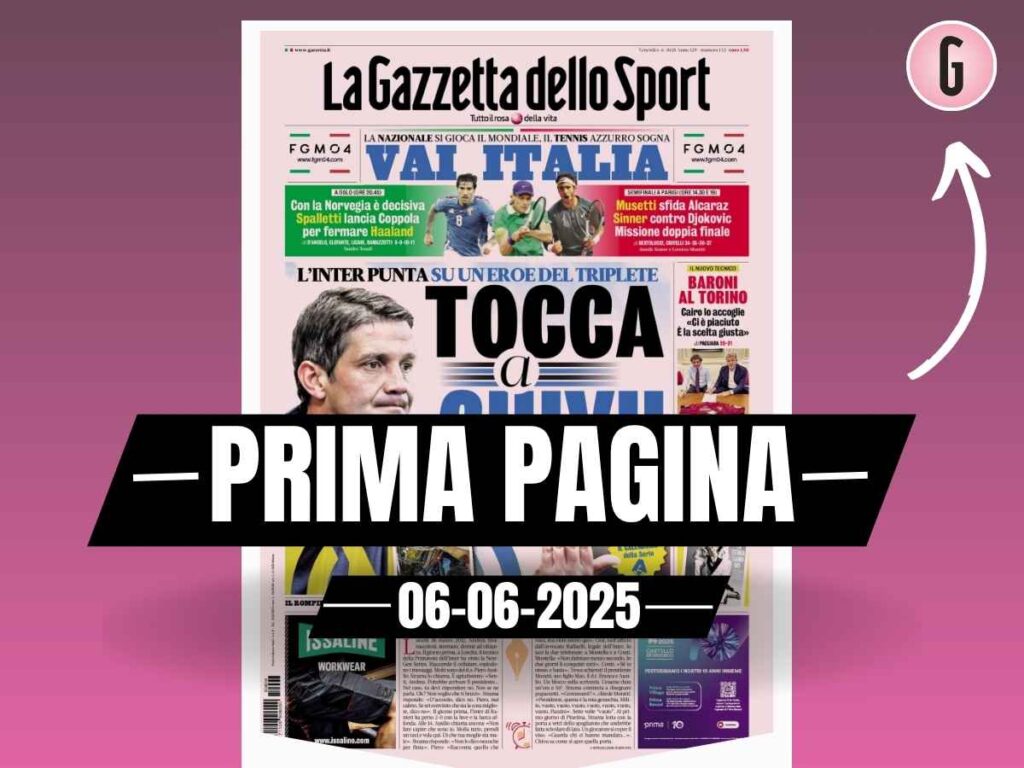 Prima pagina Gazzetta dello Sport: "Inter, tocca a Chivu"