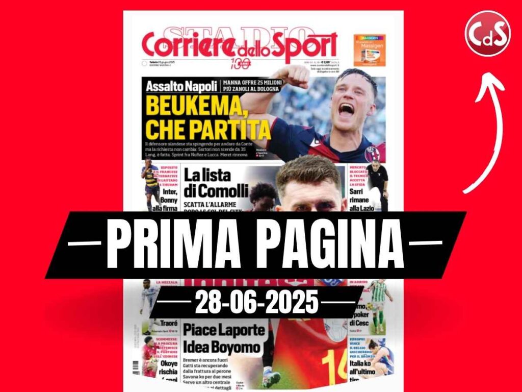 Prima pagina Corriere dello Sport: Milan in Belgio per Jashari