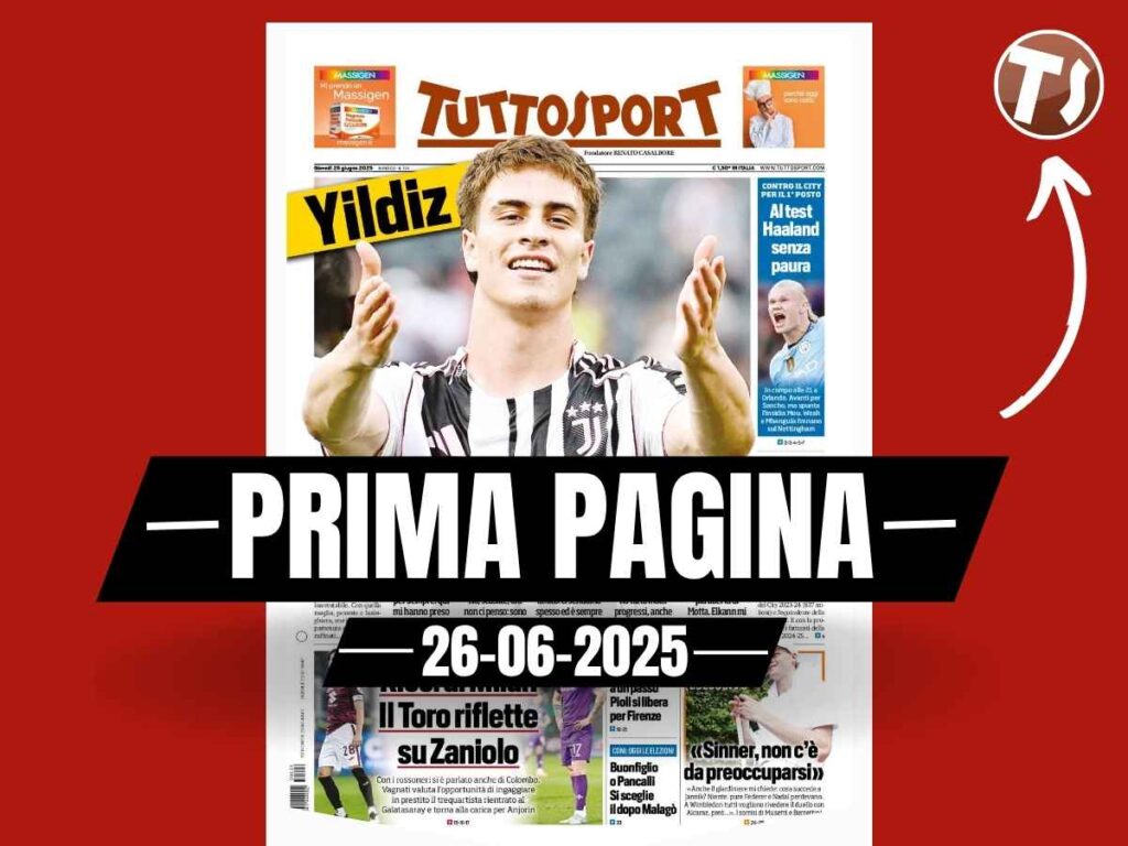 Prima pagina Tuttosport: "Ricci al Milan da Allegri per 25 milioni"