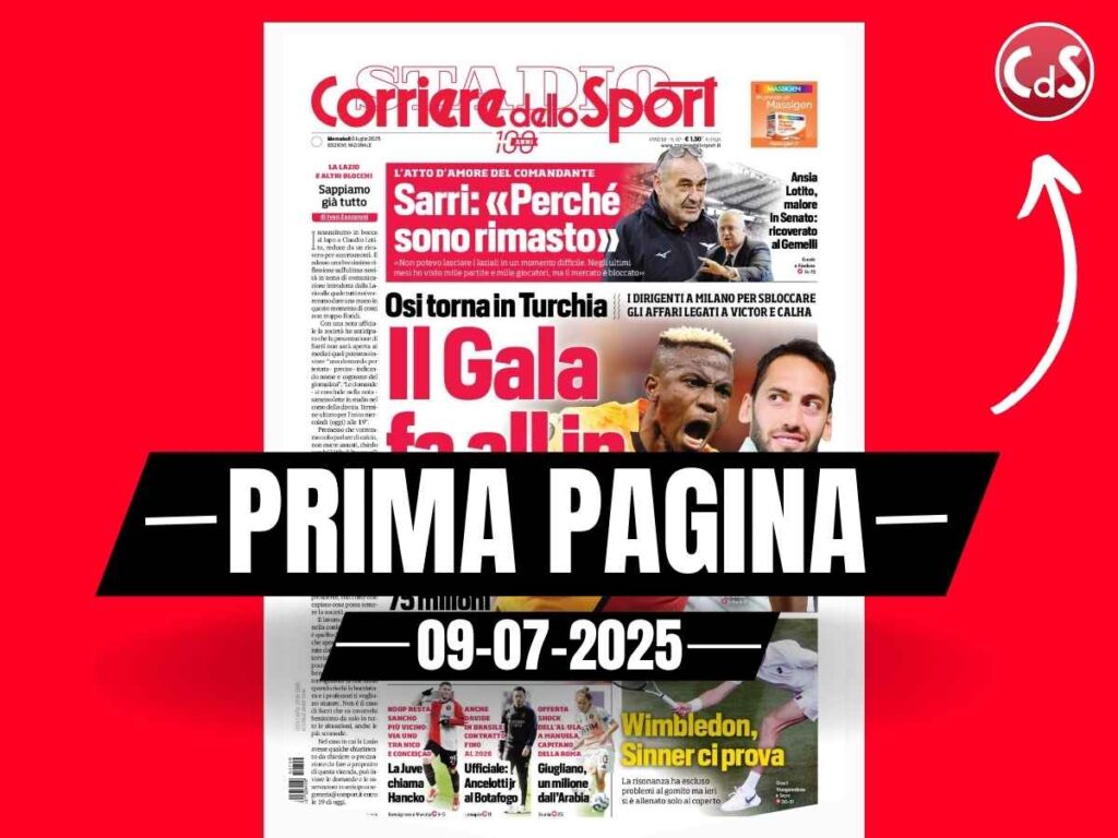 Prima pagina Corriere dello Sport: "Osimhen torna al Galatasaray"
