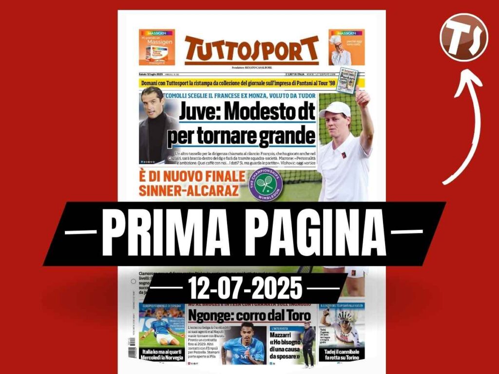 Prima pagina Tuttosport: "Juventus, Modesto DT. Ngonge vuole il Torino"