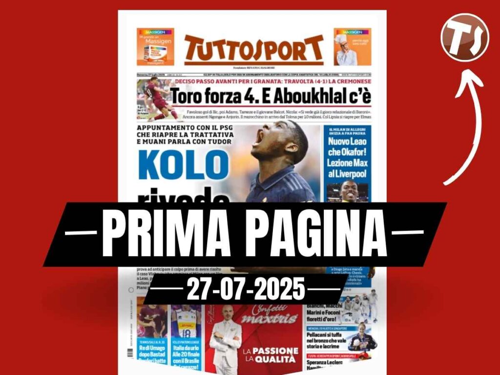 Prima pagina Tuttosport: nuovo Leao, che Okafor! Lezione di Max al Liverpool