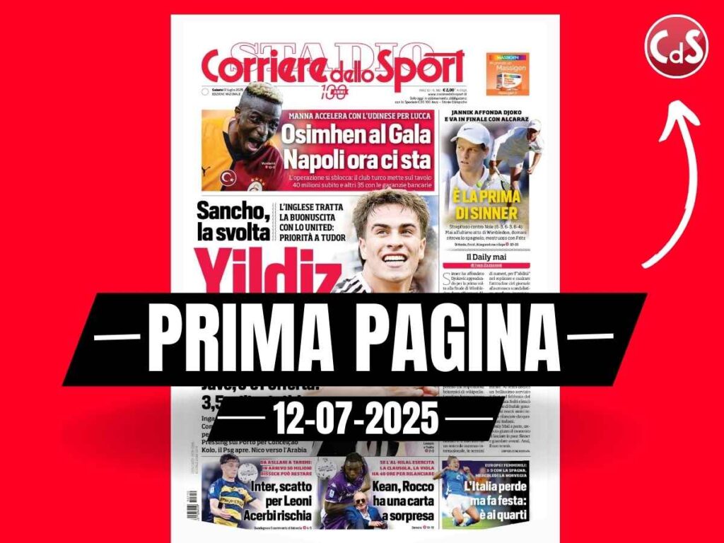Prima pagina Corriere dello Sport: "Juve, Yildiz 2030. Inter, scatto Leoni"