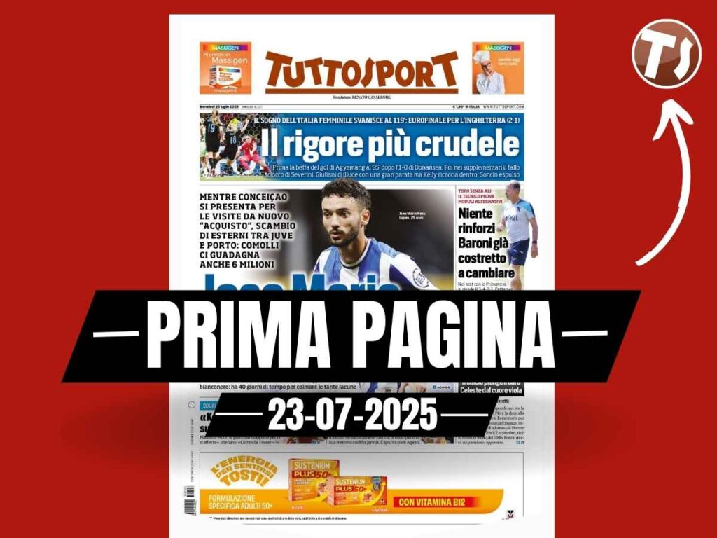 Prima pagina Tuttosport: "Juventus, Joao Mario non ... Costa"