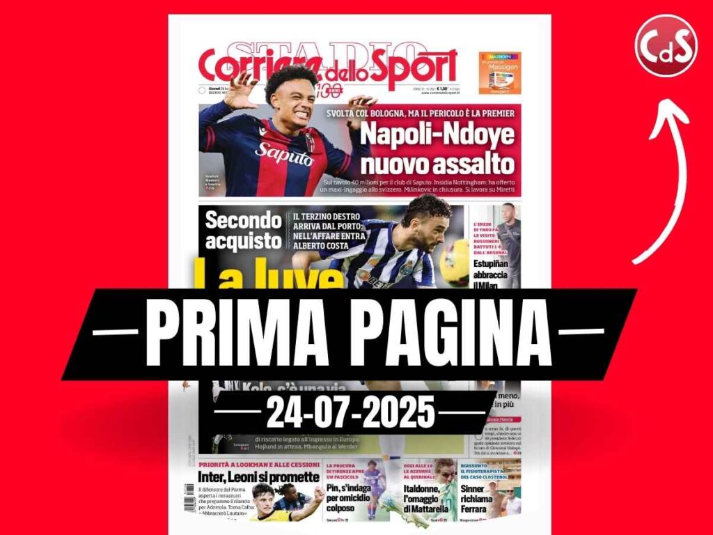 Prima pagina Corriere dello Sport: "Estupinan abbraccia il Milan"