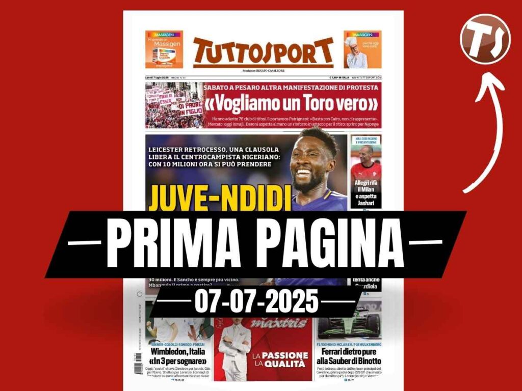 Prima pagina Tuttosport: "Allegri rifà il Milan e aspetta Jashari"