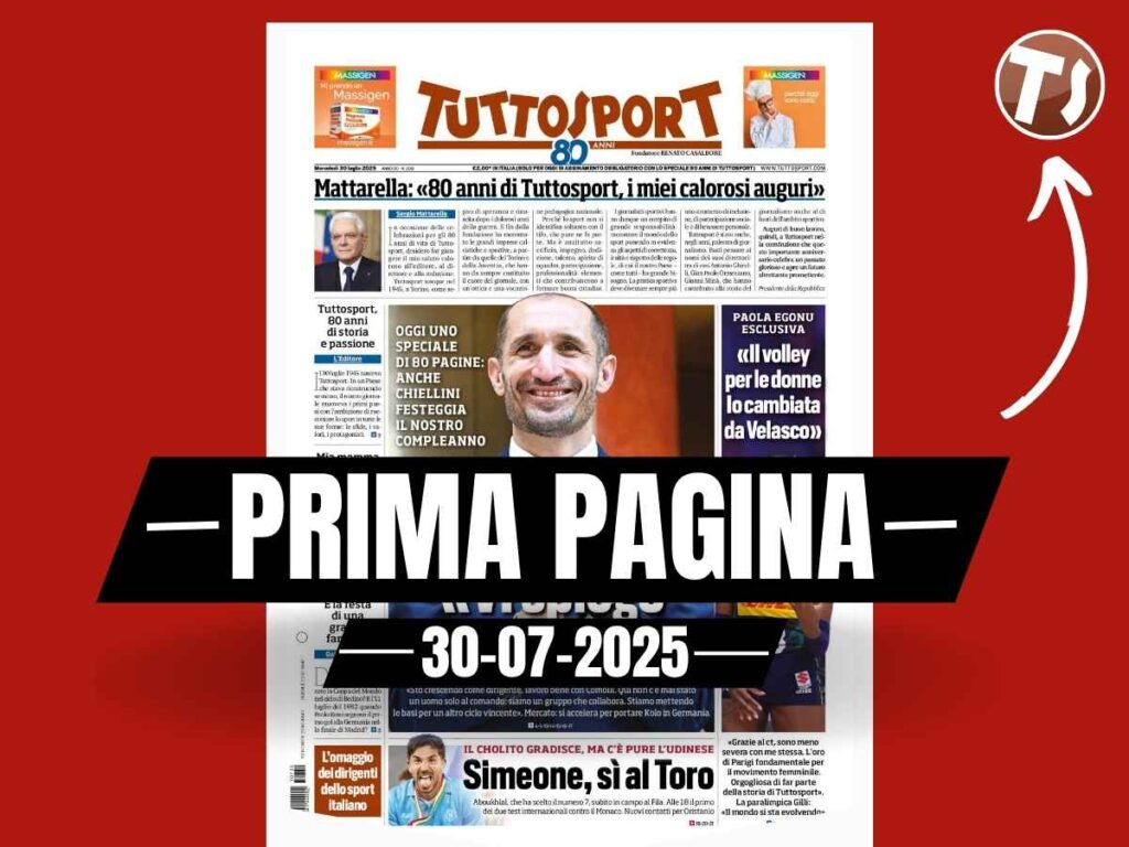 Prima pagina Tuttosport: "Chiellini: 'Vi spiego la nuova Juventus'"