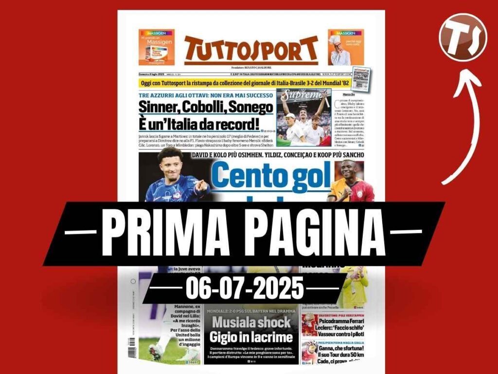 Prima pagina Tuttosport: "Juve, due colpi per un attacco da 100 gol"