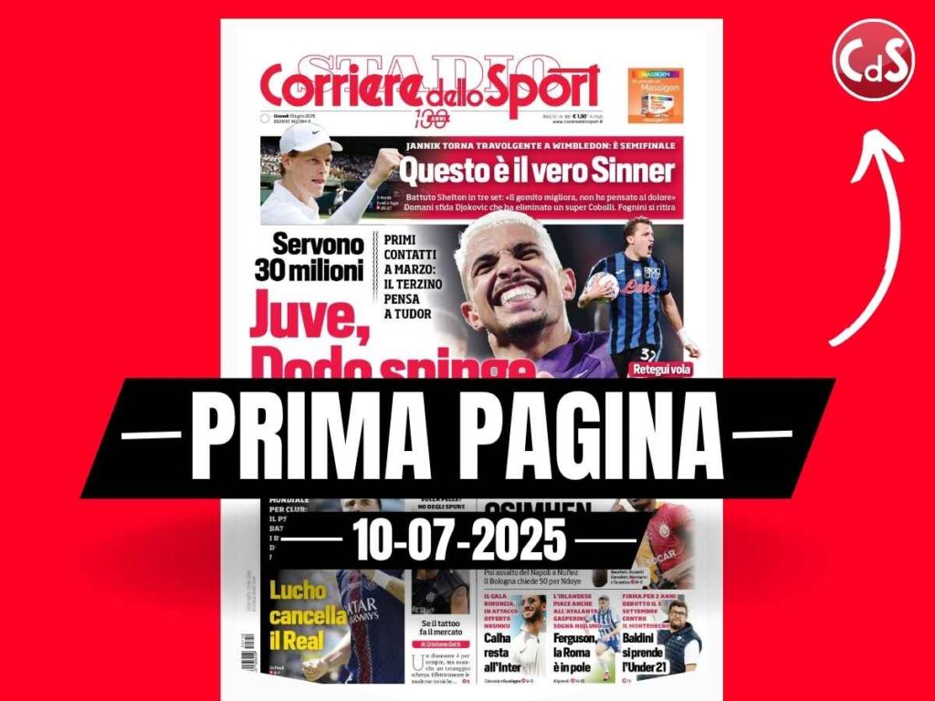 Prima pagina Corriere dello Sport: "Juventus, Dodô spinge"