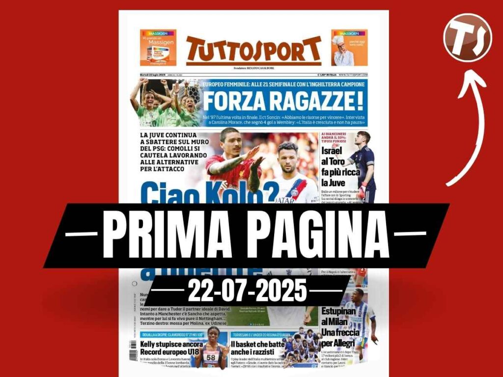 Prima pagina Tuttosport: "Estupinan al Milan, una freccia per Allegri"