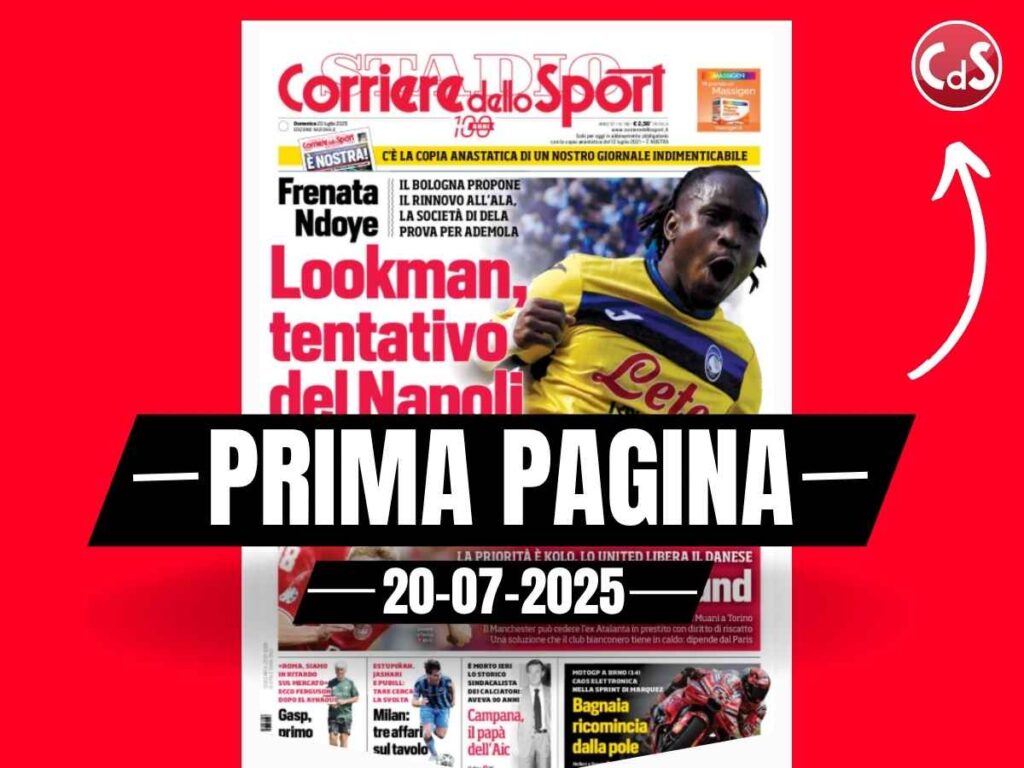 Prima pagina Corriere dello Sport: Milan, Estupinan, Pubill, Jashari. Tare cerca la svolta