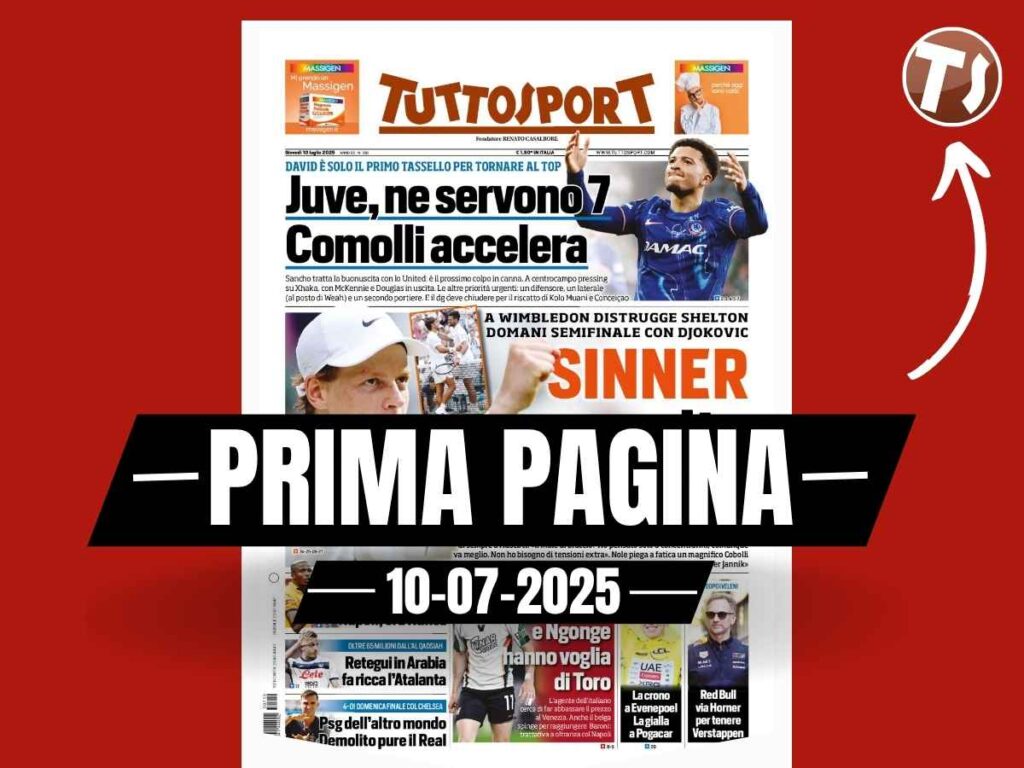 Prima pagina Tuttosport: "Juventus, non solo David: ne servono 7"