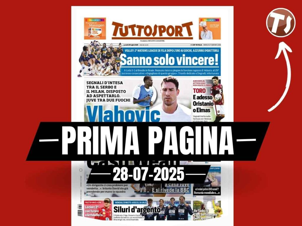 Prima pagina Tuttosport: "Milan, Vlahovic per Allegri: segnali d'intesa"