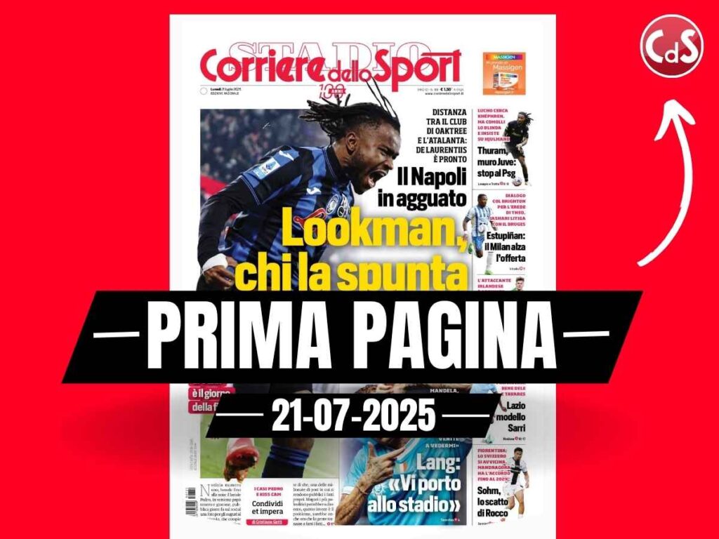 Prima pagina Corriere dello Sport: "Estupinan, il Milan alza l'offerta"