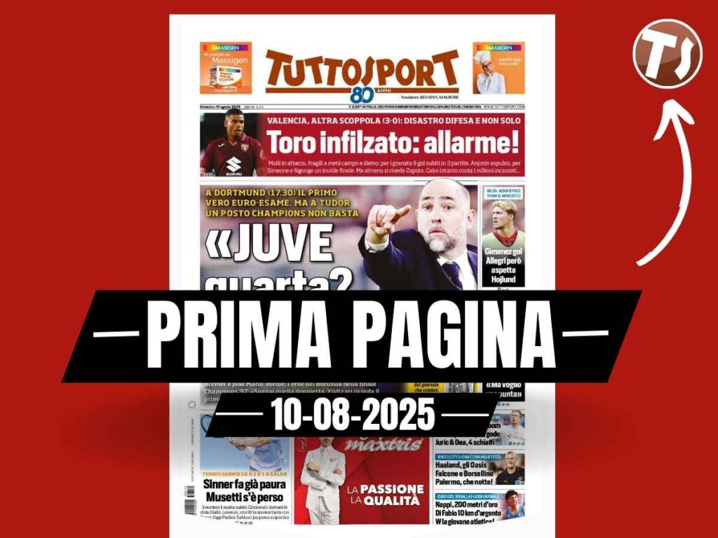 Prima pagina Tuttosport: "Milan, Allegri aspetta Hojlund"