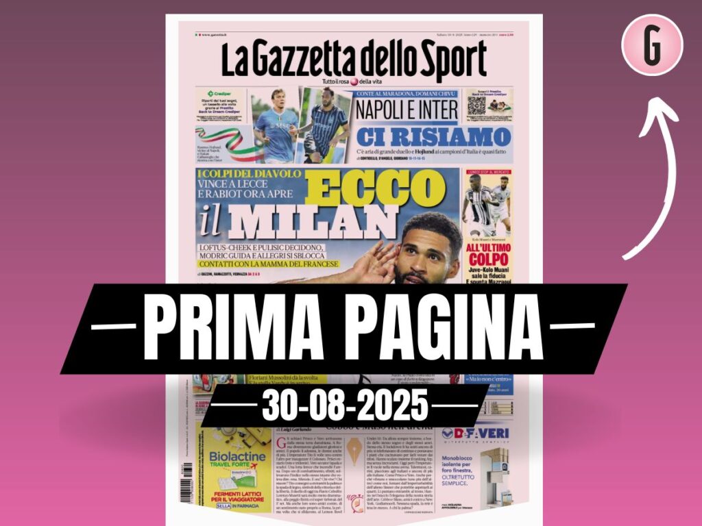 Prima pagina Gazzetta DATA