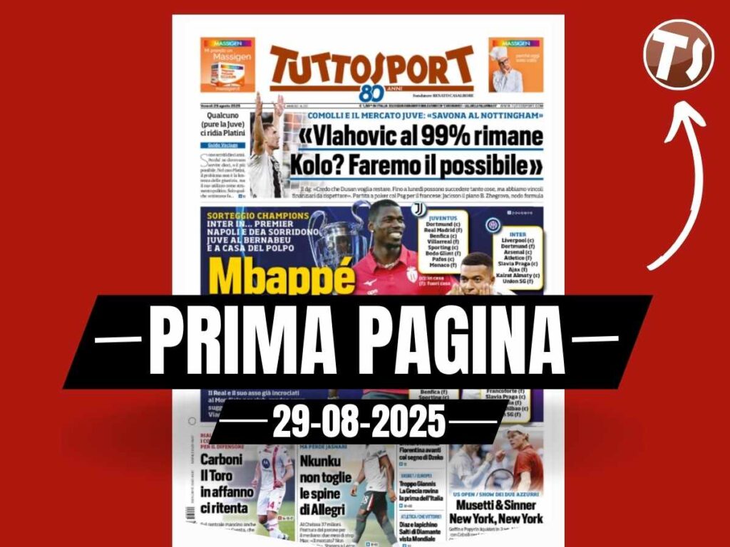 Prima pagina Tuttosport: Milan, Nkunku non toglie le spine di Allegri