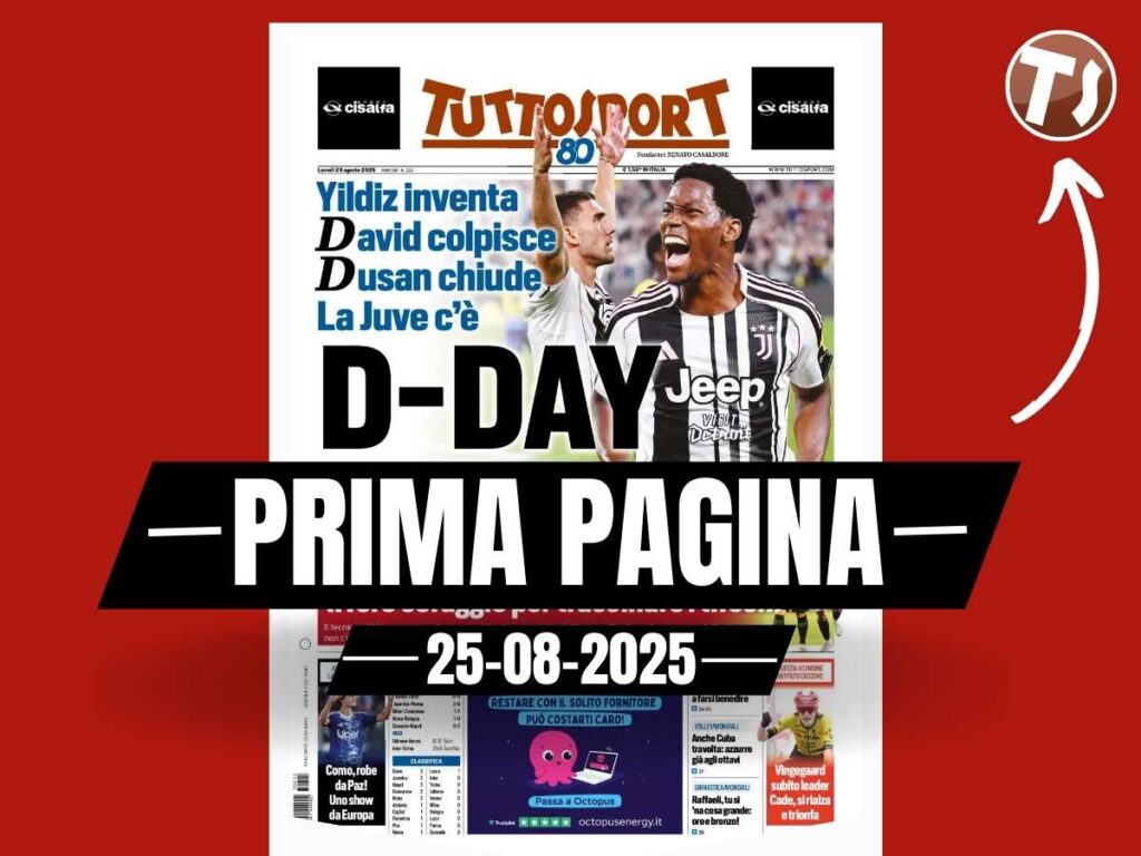 Prima pagina Tuttosport: "David e Vlahovic, la Juventus c'è"