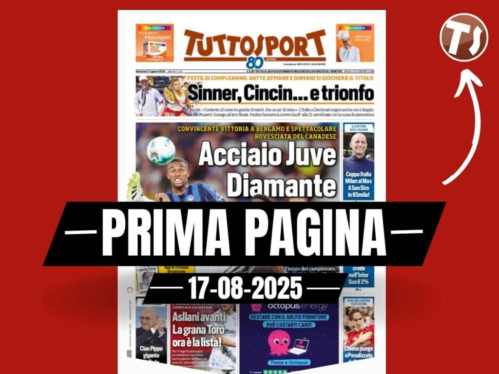 Prima pagina Tuttosport: Coppa Italia, Milan al Max. 65 mila a San Siro