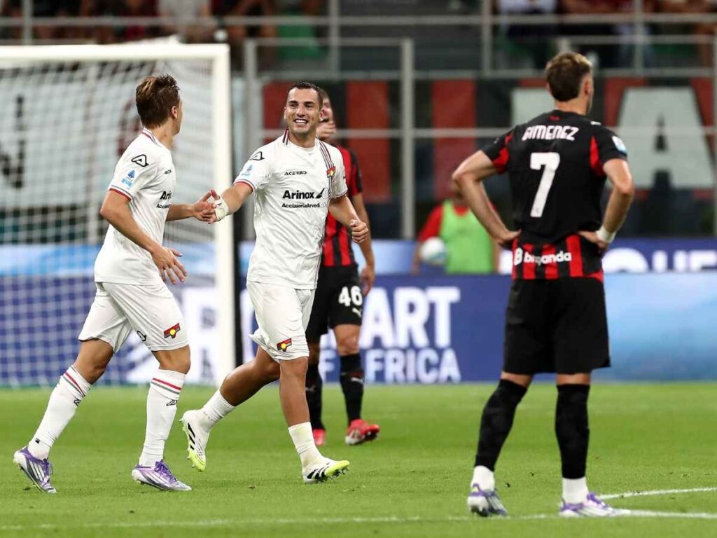 esultanza gol Federico Bonazzoli Cremonese Milan-Cremonese 1-2 Serie A 2025-2026