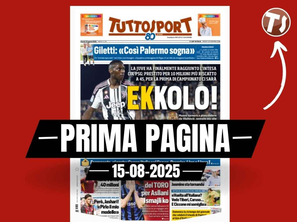 Prima pagina Tuttosport: però, Jashari! "Pirlo il mio modello"