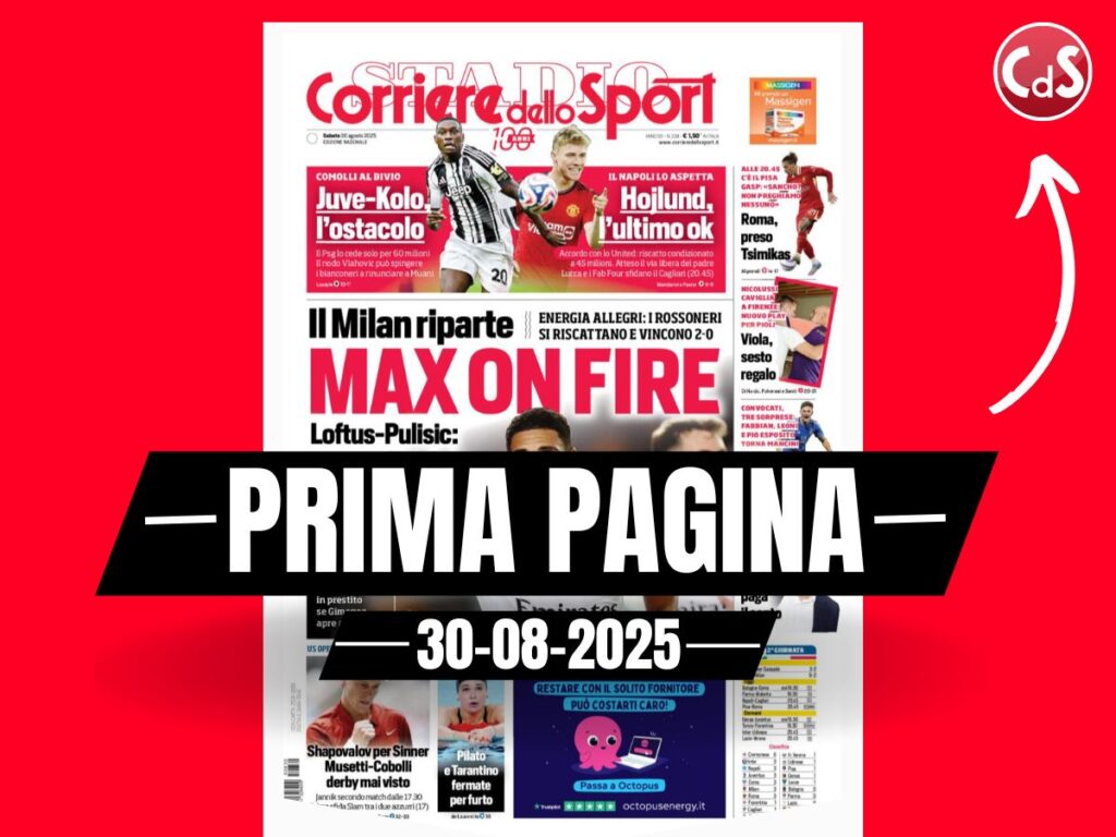 Prima pagina Corriere dello Sport DATA