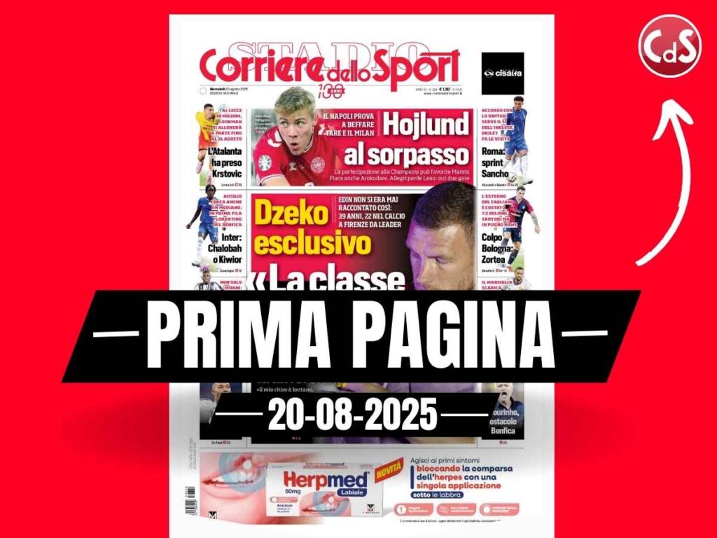 Prima pagina Corriere dello Sport: "Hojlund, Napoli al sorpasso sul Milan"