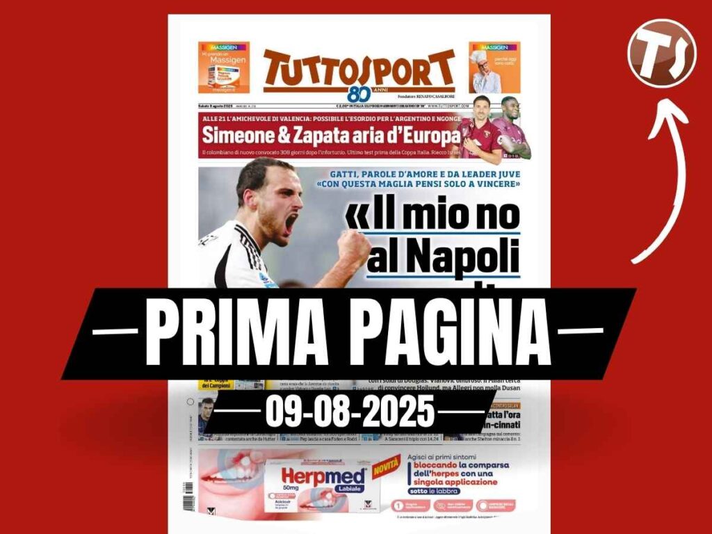 Prima pagina Tuttosport: "Milan, Allegri non molla Vlahovic"