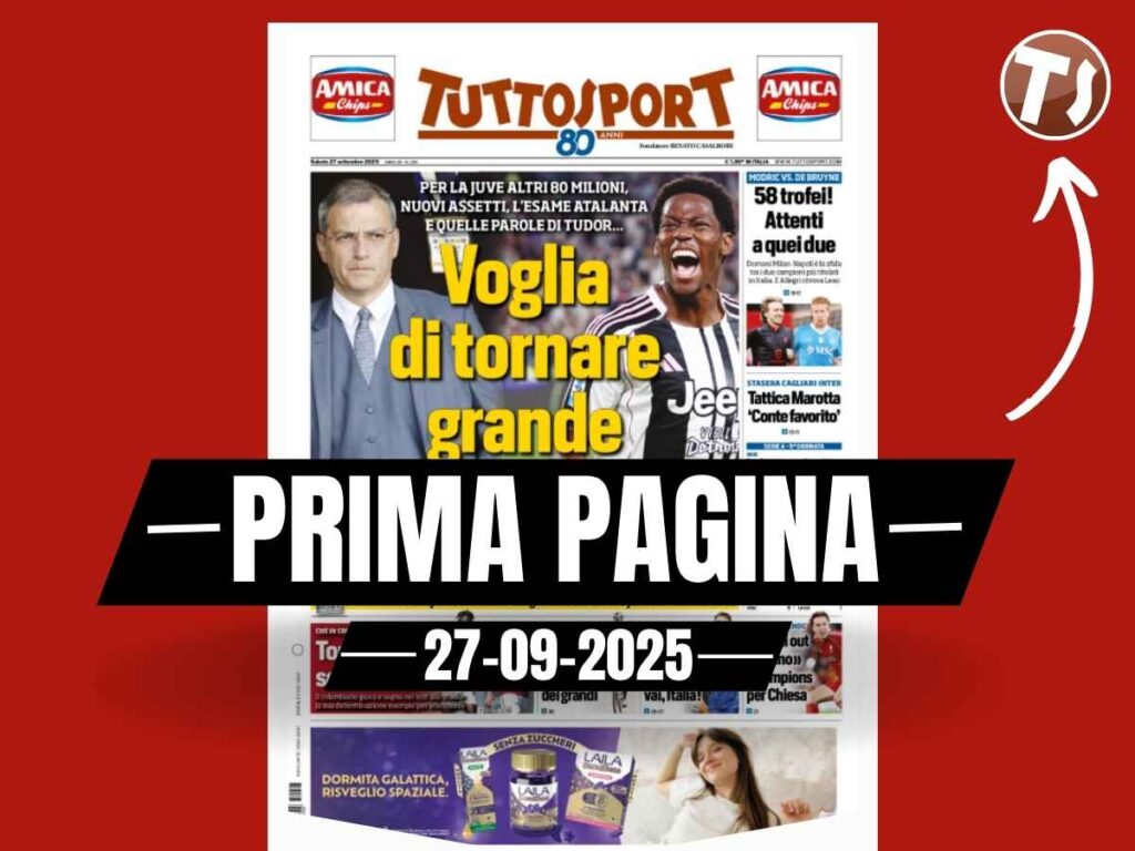Prima pagina Tuttosport: Milan-Napoli è Modric contro De Bruyne