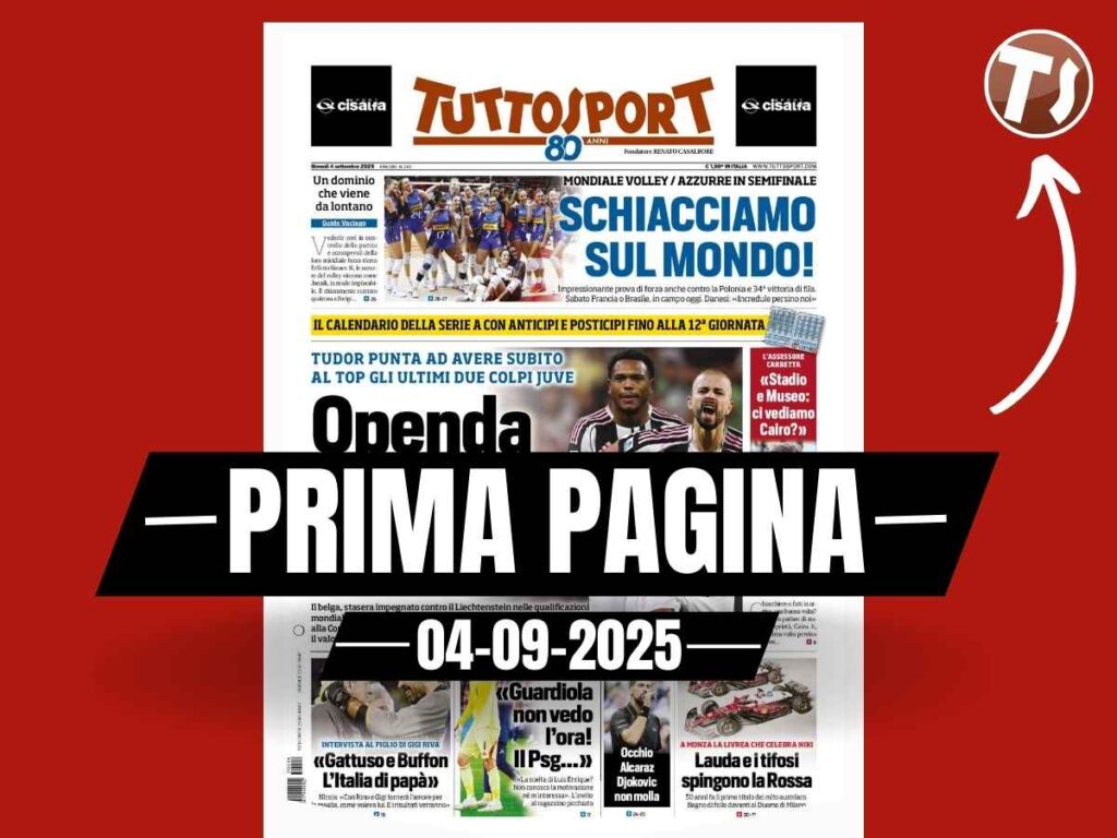 Prima pagina Tuttosport: "Juventus: Openda e Zhegrova, missione Inter"