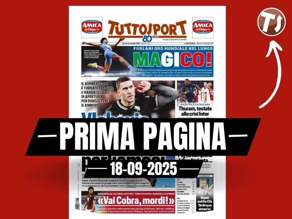 Prima pagina Tuttosport: "Vlahovic: 'Juventus, ora parliamoci'"