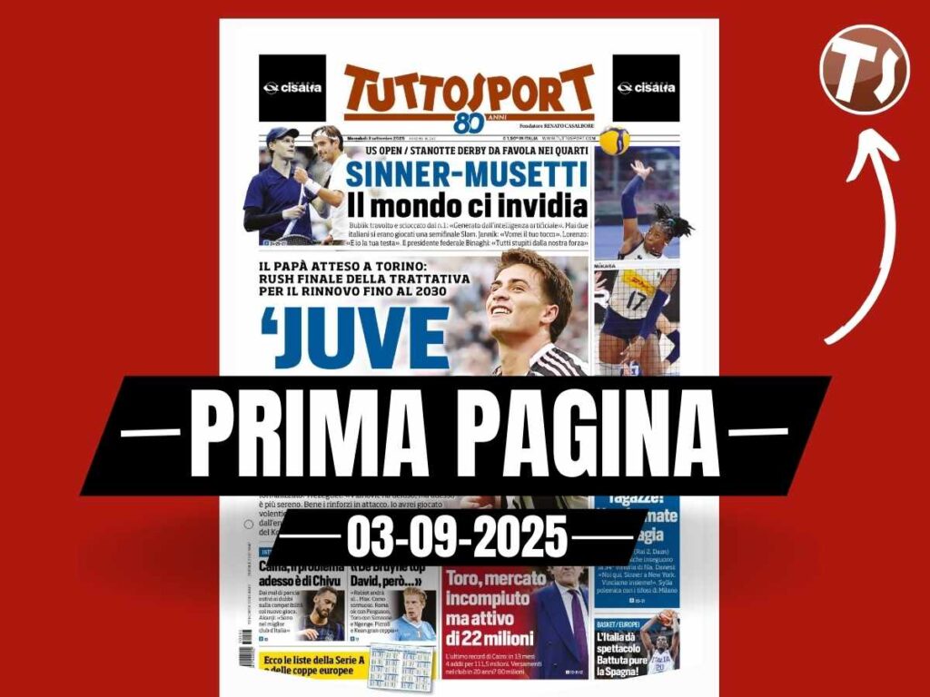 Prima pagina Tuttosport: "Juventus, ti amo: firmato Yildiz"