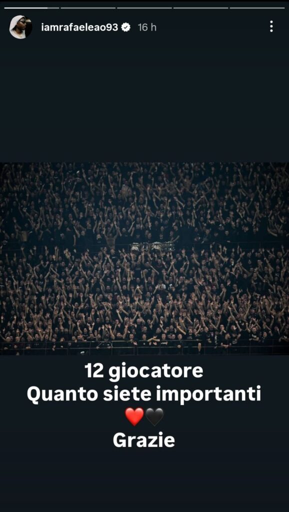 Leao ringrazia i tifosi su Instagram
