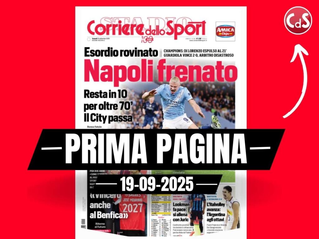 Prima pagina Corriere dello Sport: tra Champions League e Serie A