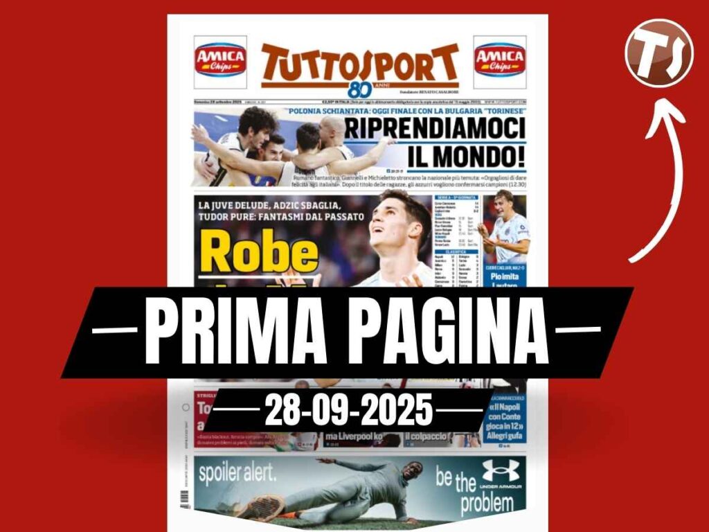 Prima pagina Tuttosport: Milan-Napoli, parla lo chef Cannavacciuolo