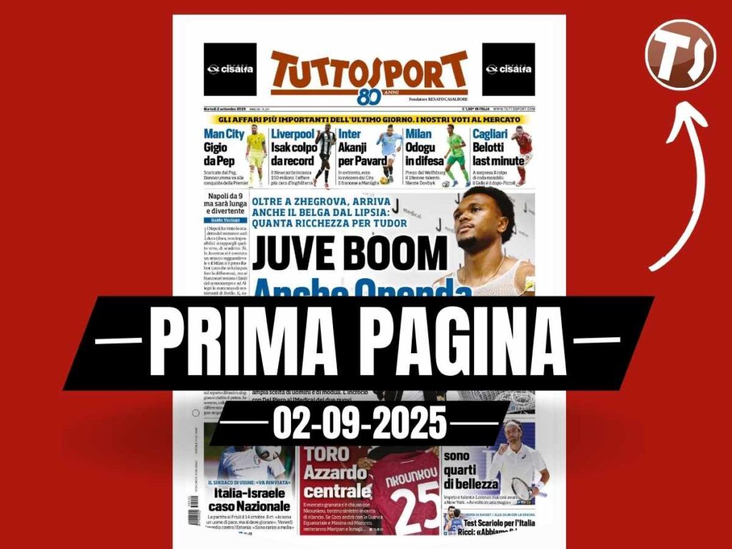 Prima pagina Tuttosport: "Milan, Odogu in difesa. Niente Dovbyk"