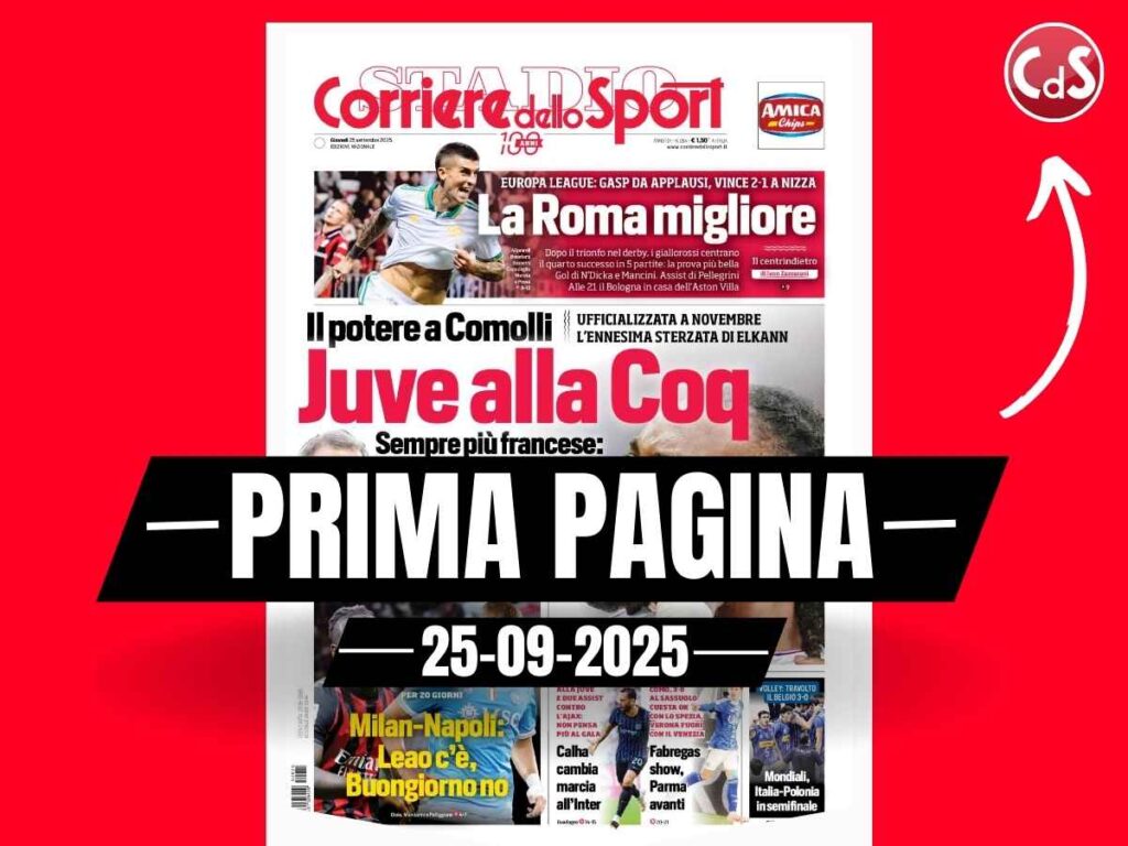 Prima pagina Corriere dello Sport: "Milan-Napoli a San Siro, Leao c'è. Buongiorno no"