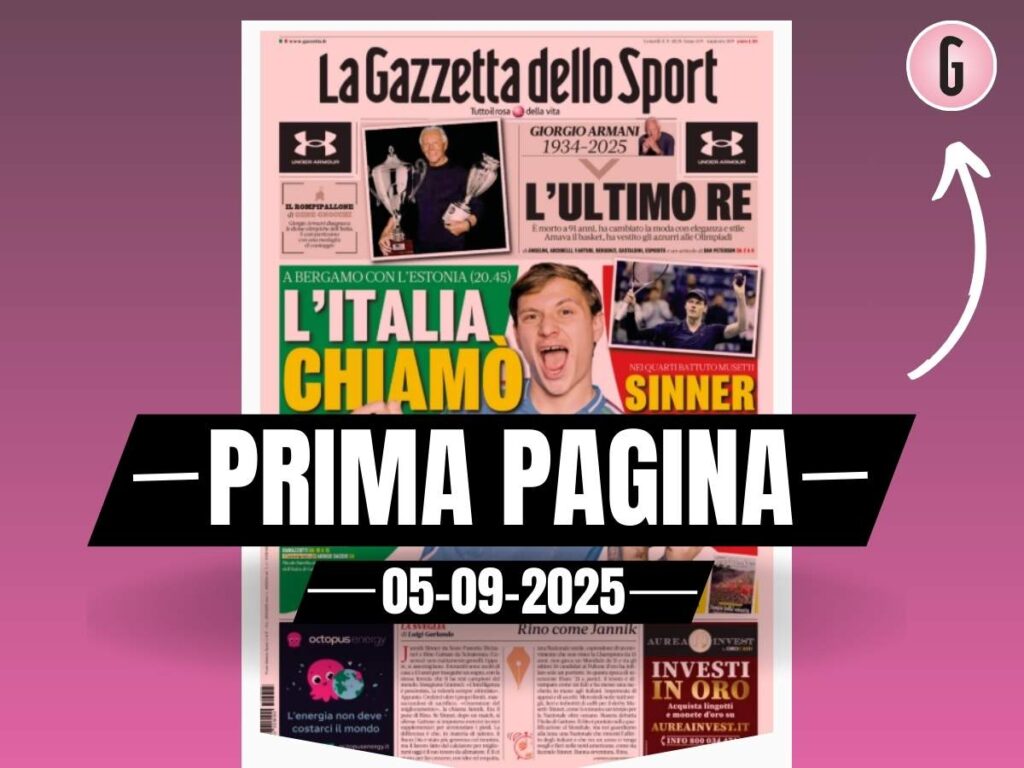 Prima pagina Gazzetta dello Sport: l'Italia chiamò. La prima di Gattuso