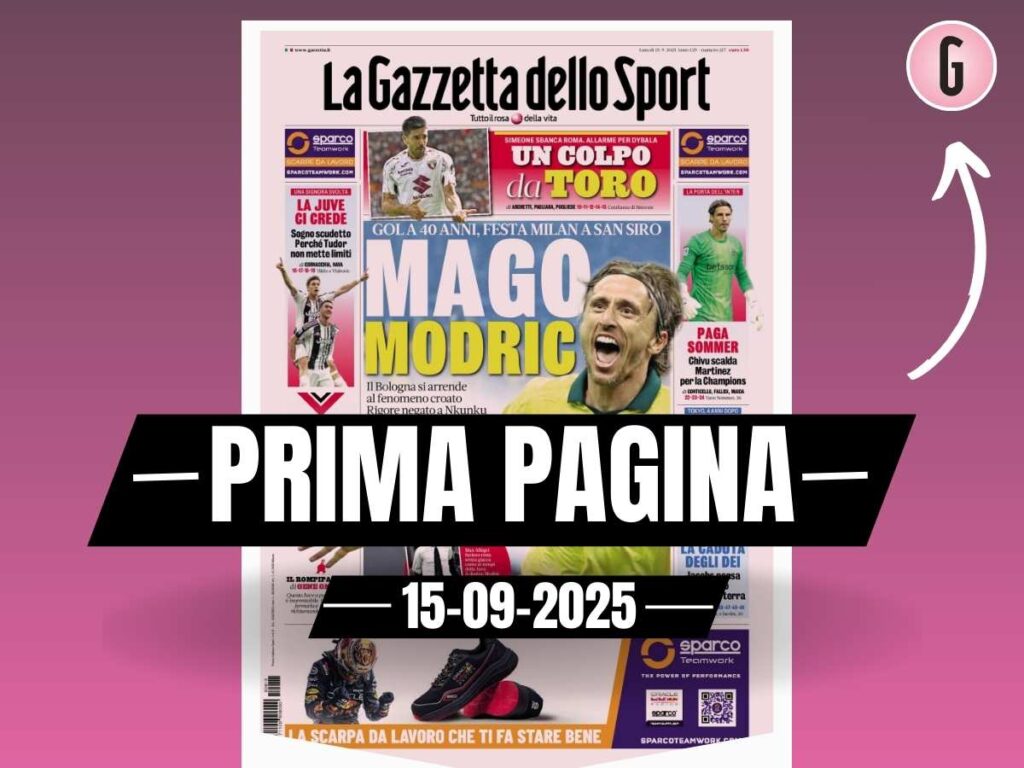 Prima pagina Gazzetta dello Sport: "Mago Modric: festa Milan a San Siro"