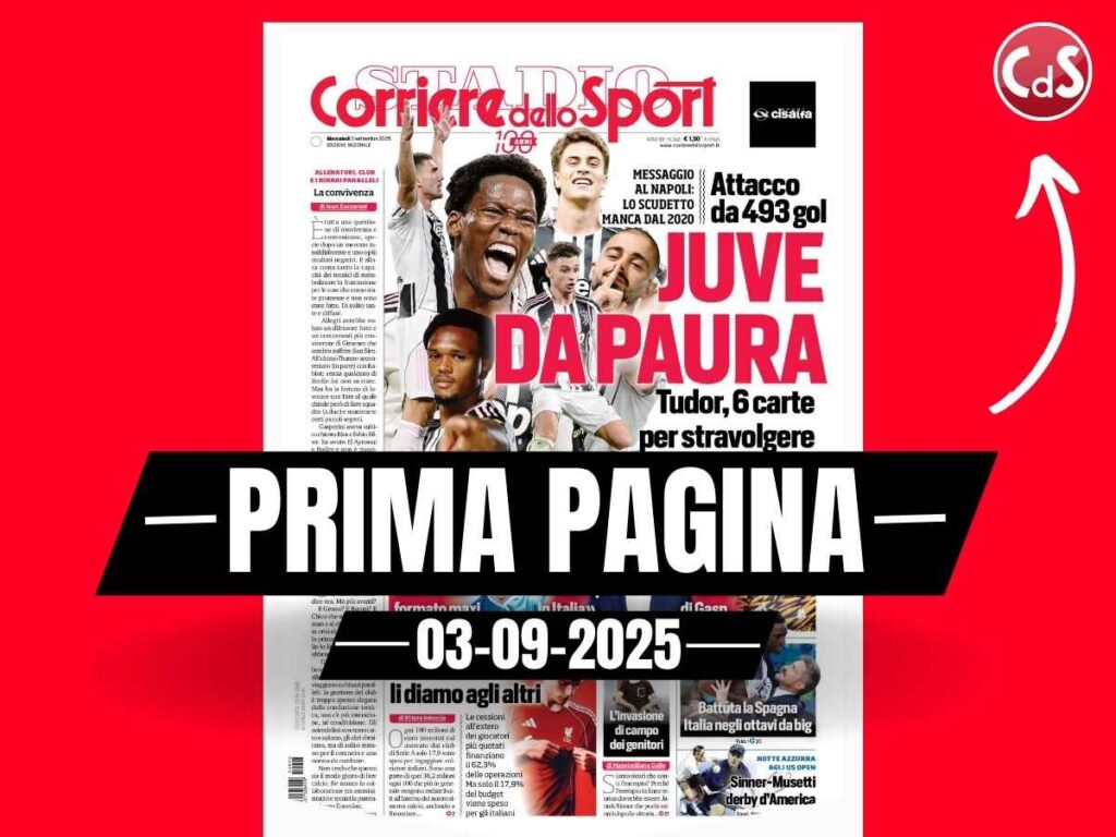 Prima pagina Corriere dello Sport: "Juventus da paura: attacco da 493 gol"