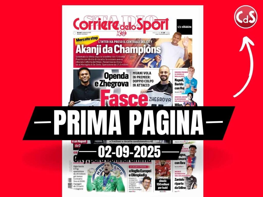 Prima pagina Corriere dello Sport: "Milan, Rabiot e Odogu"