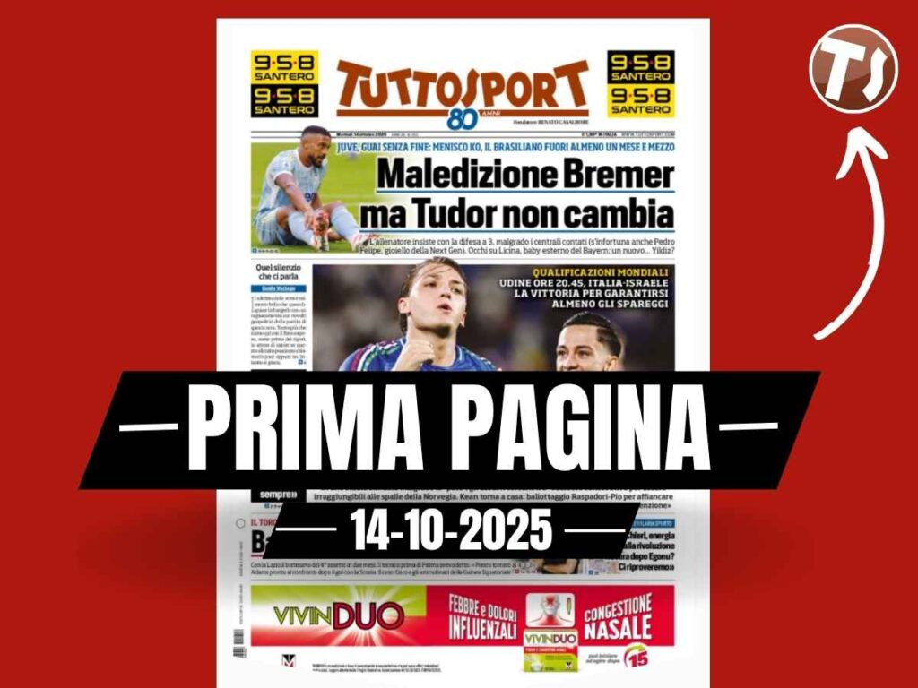 Prima pagina Tuttosport: "Italia, chiudiamola qui"