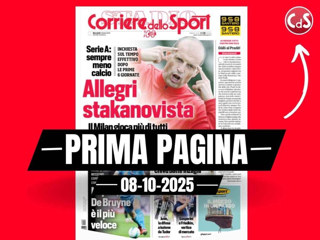 Prima pagina Corriere dello Sport: Allegri stakanovista. Il Milan gioca più di tutti