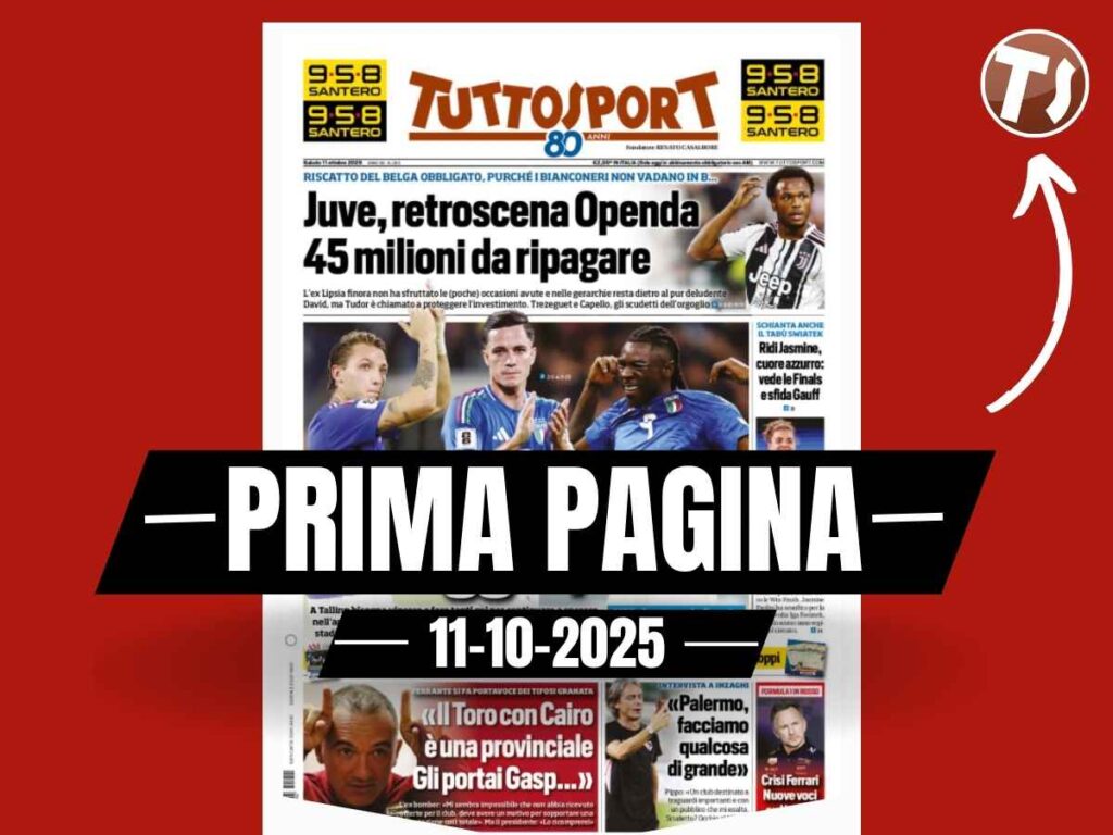 Prima pagina Tuttosport: scende il campo l'Italia di Gattuso