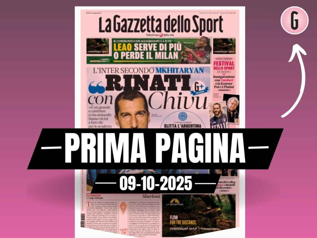 Prima pagina Gazzetta dello Sport: "Leao serve di più o perde il Milan"