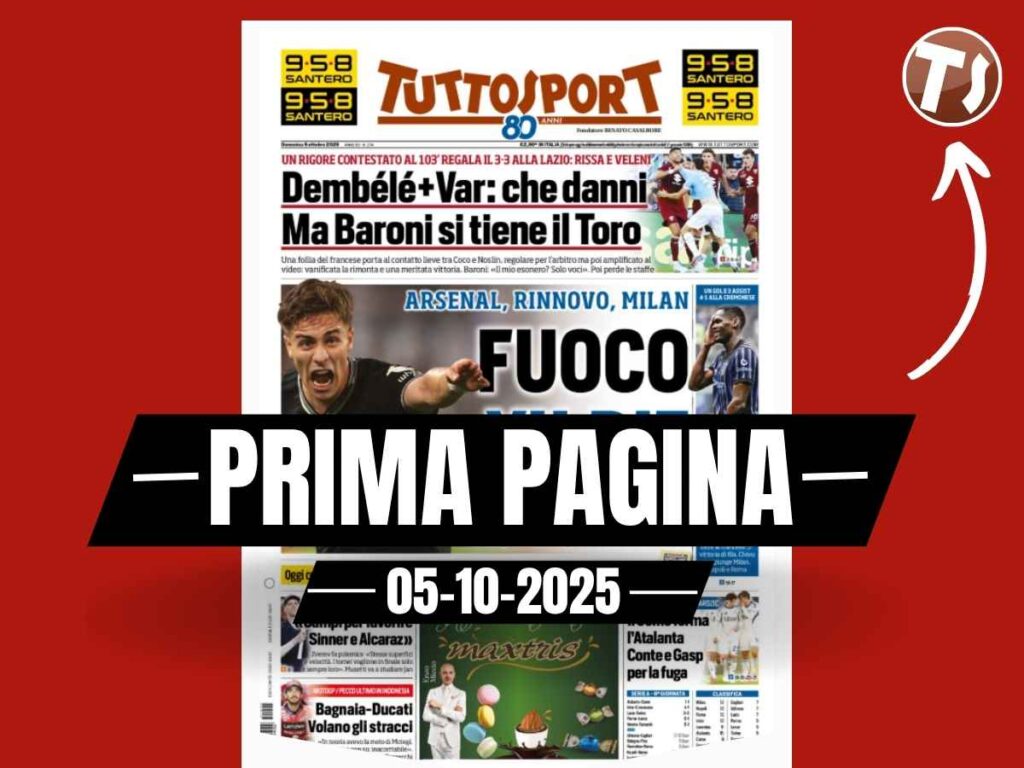 Prima pagina Tuttosport: Juventus-Milan, fuoco Yildiz