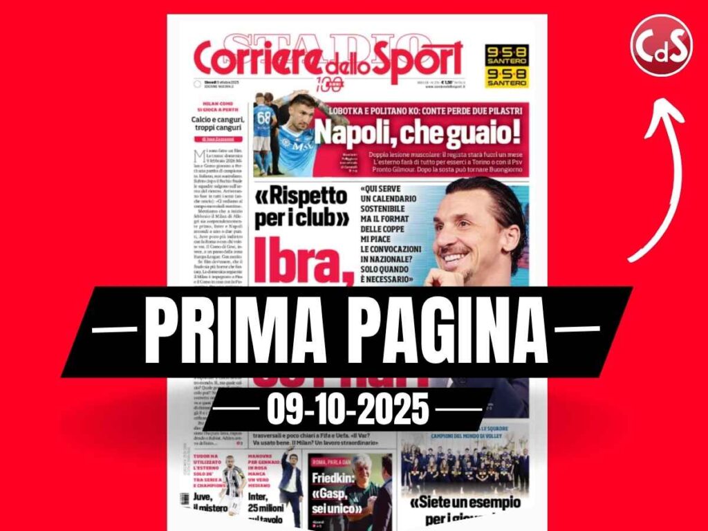 Prima pagina Corriere dello Sport: "Ibra, con chi ce l'hai?"