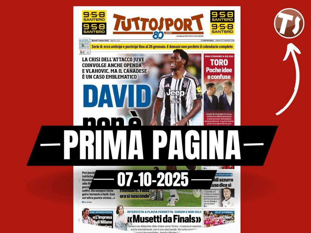 Prima pagina Tuttosport 07-10-2025