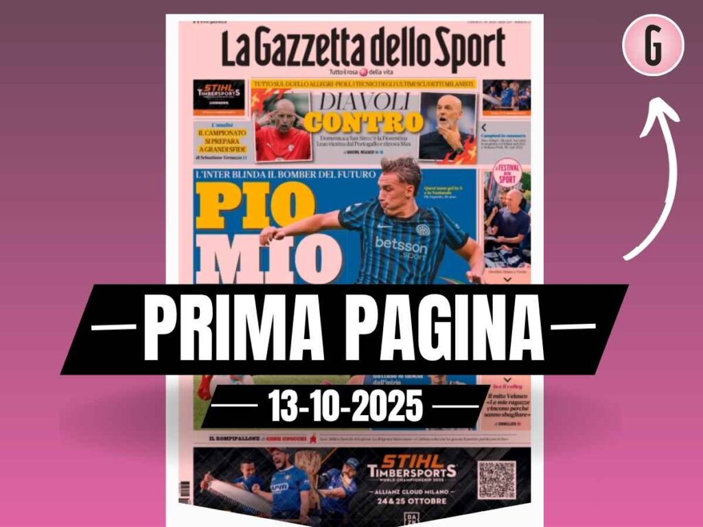 Prima pagina Gazzetta dello Sport: "Diavoli contro, Allegri sfida Pioli"
