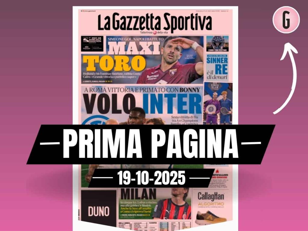 Prima pagina Gazzetta dello Sport: "Occasione Milan, Loftus-Cheek a rischio"